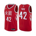 Men's Nike Houston Rockets #42 Nene Swingman Red NBA Jersey - City Edition