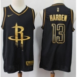 Nike Rockets #13 James Harden Black Gold Basketball Swingman Limited Edition Jersey