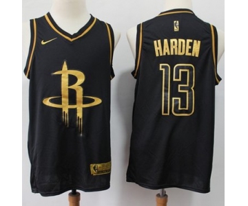 Nike Rockets #13 James Harden Black Gold Basketball Swingman Limited Edition Jersey