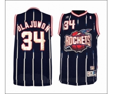 nba houston rockets #34 olajuwon blue