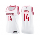 Women Nike Houston Rockets #14 Gerald Green White Pink NBA Swingman Fashion Jersey