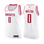 Women's Nike Houston Rockets #0 De'Anthony Melton Swingman White Pink Fashion NBA Jersey