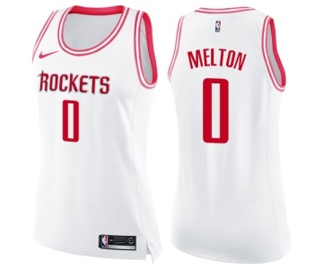 Women's Nike Houston Rockets #0 De'Anthony Melton Swingman White Pink Fashion NBA Jersey