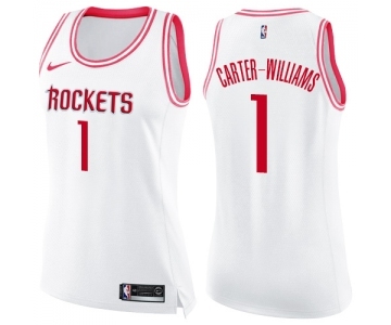 Women's Nike Houston Rockets #1 Michael Carter-Williams Swingman White Pink Fashion NBA Jersey