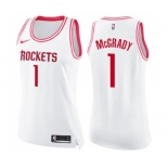 Women's Nike Houston Rockets #1 Tracy McGrady Swingman WhitePink Fashion NBA Jersey