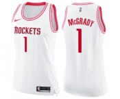 Women's Nike Houston Rockets #1 Tracy McGrady Swingman WhitePink Fashion NBA Jersey