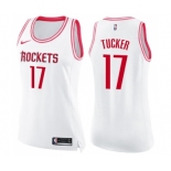 Women's Nike Houston Rockets #17 PJ Tucker Swingman White Pink Fashion NBA Jersey