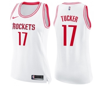 Women's Nike Houston Rockets #17 PJ Tucker Swingman White Pink Fashion NBA Jersey