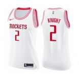 Women's Nike Houston Rockets #2 Brandon Knight Swingman White Pink Fashion NBA Jersey