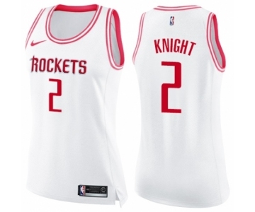 Women's Nike Houston Rockets #2 Brandon Knight Swingman White Pink Fashion NBA Jersey