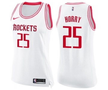 Women's Nike Houston Rockets #25 Robert Horry Swingman WhitePink Fashion NBA Jersey