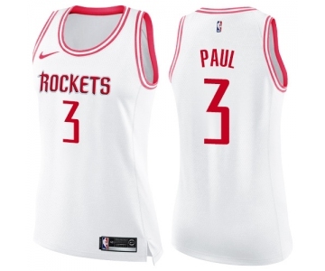 Women's Nike Houston Rockets #3 Chris Paul Swingman White Pink Fashion NBA Jersey