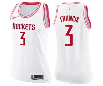 Women's Nike Houston Rockets #3 Steve Francis Swingman WhitePink Fashion NBA Jersey