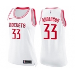 Women's Nike Houston Rockets #33 Ryan Anderson Swingman WhitePink Fashion NBA Jersey