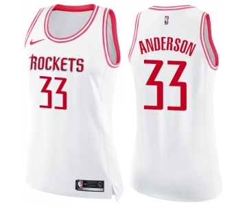 Women's Nike Houston Rockets #33 Ryan Anderson Swingman WhitePink Fashion NBA Jersey