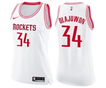 Women's Nike Houston Rockets #34 Hakeem Olajuwon Swingman White Fashion NBA Jersey