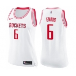 Women's Nike Houston Rockets #6 Tyler Ennis Swingman WhitePink Fashion NBA Jersey