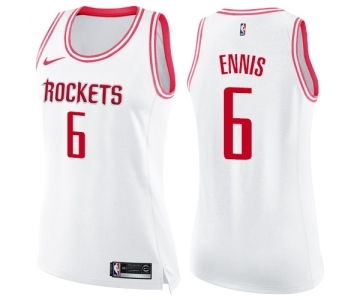 Women's Nike Houston Rockets #6 Tyler Ennis Swingman WhitePink Fashion NBA Jersey