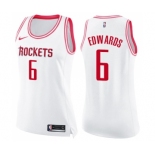 Women's Nike Houston Rockets #6 Vincent Edwards Swingman White Pink Fashion NBA Jersey