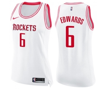 Women's Nike Houston Rockets #6 Vincent Edwards Swingman White Pink Fashion NBA Jersey