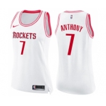 Women's Nike Houston Rockets #7 Carmelo Anthony Swingman White Pink Fashion NBA Jersey