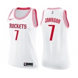 Women's Nike Houston Rockets #7 Joe Johnson Swingman White Pink Fashion NBA Jersey