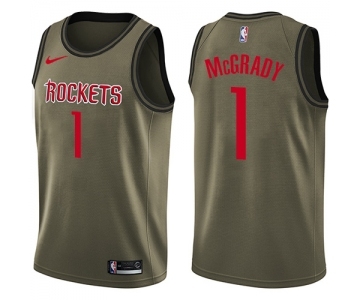 Youth Nike Houston Rockets #1 Tracy McGrady Swingman Green Salute to Service NBA Jersey