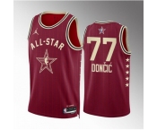 Men 2024 All Star #77 Luka Doncic Crimson Stitched Basketball Jersey