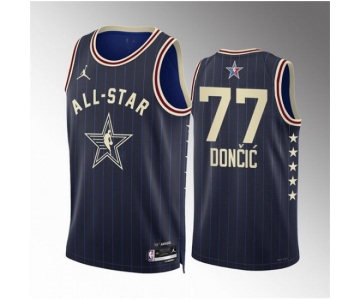 Men 2024 All Star #77 Luka Doncic Navy Stitched Basketball Jersey