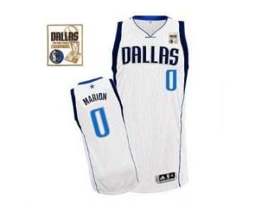 Men Dallas Mavericks 2011 Champion Patch #0 Shawn Marion Revolution 30 White Stitched NBA Jersey