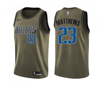 Men Nike Dallas Mavericks #23 Wesley Matthews Green Salute to Service NBA Swingman Jersey