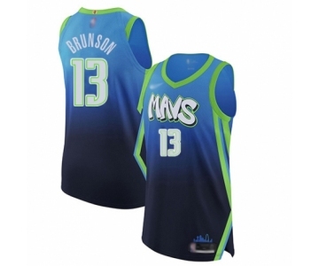 Men's Dallas Mavericks #13 Jalen Brunson Authentic Blue Basketball Jersey - 2019-20 City Edition