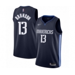 Men's Dallas Mavericks #13 Jalen Brunson Authentic Navy Finished Basketball Jersey - Statement Edition