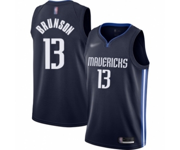 Men's Dallas Mavericks #13 Jalen Brunson Authentic Navy Finished Basketball Jersey - Statement Edition