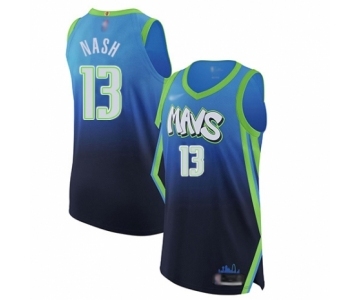 Men's Dallas Mavericks #13 Steve Nash Authentic Blue Basketball Jersey - 2019-20 City Edition