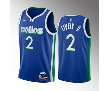 Men's Dallas Mavericks #2 Dereck Lively II Blue 2023 Draft City Edition Stitched Basketball Jersey