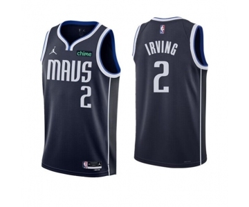 Men's Dallas Mavericks #2 Kyrie Irving Navy Statement Edition Stitched Basketball Jersey