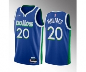 Men's Dallas Mavericks #20 Richaun Holmes Blue 2023 Draft City Edition Stitched Basketball Jersey