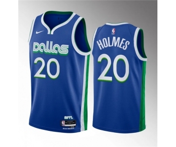 Men's Dallas Mavericks #20 Richaun Holmes Blue 2023 Draft City Edition Stitched Basketball Jersey