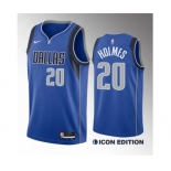 Men's Dallas Mavericks #20 Richaun Holmes Blue 2023 Draft Icon Edition Stitched Basketball Jersey