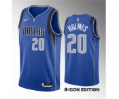 Men's Dallas Mavericks #20 Richaun Holmes Blue 2023 Draft Icon Edition Stitched Basketball Jersey