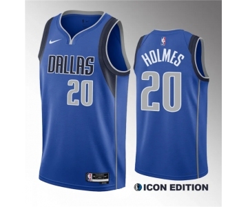 Men's Dallas Mavericks #20 Richaun Holmes Blue 2023 Draft Icon Edition Stitched Basketball Jersey