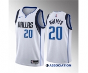 Men's Dallas Mavericks #20 Richaun Holmes White 2023 Draft Association Edition Stitched Basketball Jersey