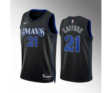 Men's Dallas Mavericks #21 Daniel Gafford Black 2023-24 City Edition Stitched Basketball Jersey