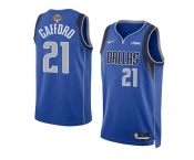 Men's Dallas Mavericks #21 Daniel Gafford Blue 2024 Finals Icon Edition Stitched Basketball Jersey