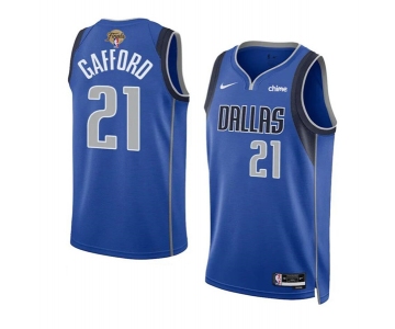 Men's Dallas Mavericks #21 Daniel Gafford Blue 2024 Finals Icon Edition Stitched Basketball Jersey