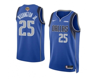 Men's Dallas Mavericks #25 P.J. Washington Jr. Blue 2024 Finals Icon Edition Stitched Basketball Jersey