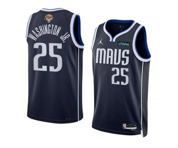 Men's Dallas Mavericks #25 P.J. Washington Jr. Navy 2024 Finals Statement Edition Stitched Basketball Jersey