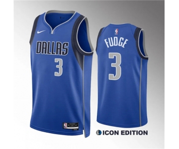 Men's Dallas Mavericks #3 Alex Fudge Blue Icon Edition Stitched Basketball Jersey