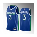 Men's Dallas Mavericks #3 Grant Williams Blue City Edition Stitched Basketball Jersey